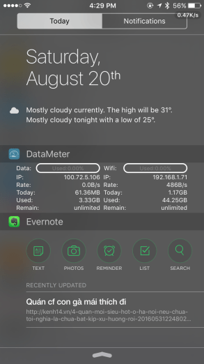 DataMeter display network speed in the Status Bar iPhone