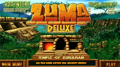 Instructions for playing the classic Zuma Deluxe marble shooter