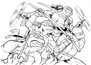 Collection of the most funny coloring pages of Ninja turtles for kids
