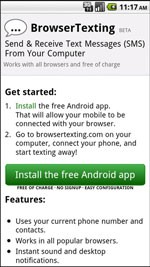 SMS from PC BrowserTexting for Android