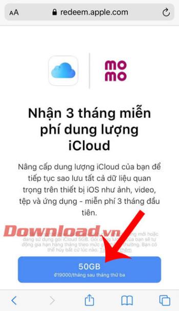 Instructions to get 9 months of 50GB iCloud storage for free