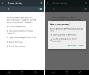 Whats new in the Screen Pinning feature on Android 5.1?
