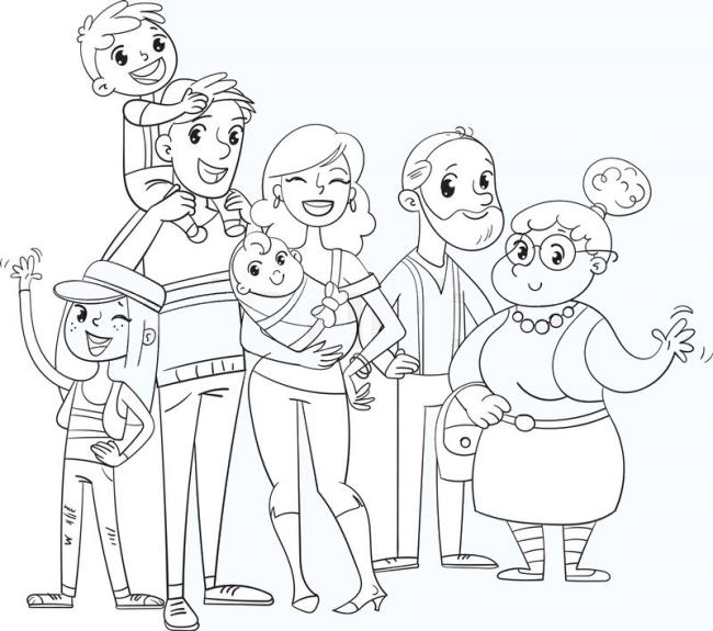 Collection of beautiful family coloring pictures