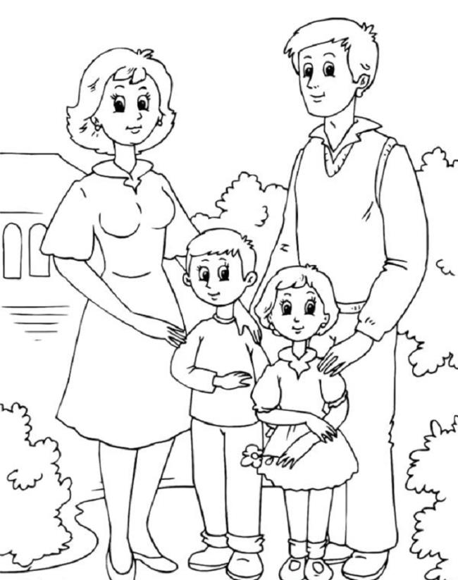 Collection of beautiful family coloring pictures