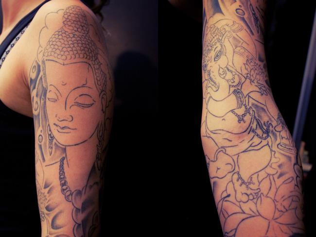 Verzameling van 50 modellen Boeddha-tatoeages en hun verborgen betekenissen
