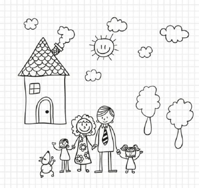 Collection of beautiful family coloring pictures