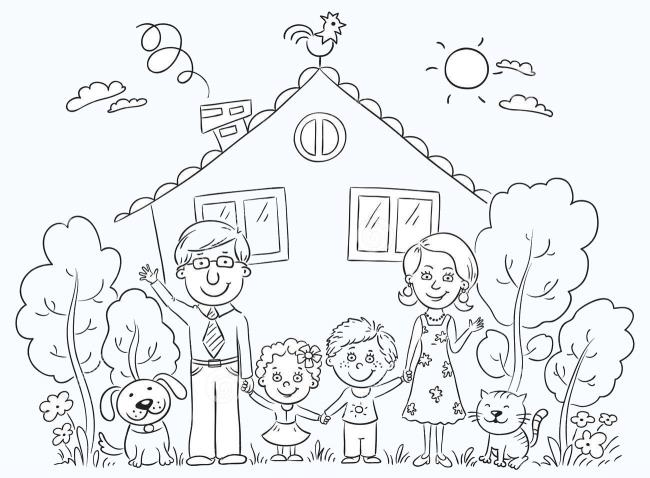 Collection of beautiful family coloring pictures