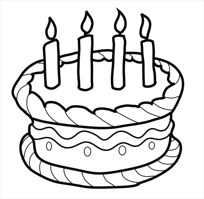 Collection of beautiful birthday cake coloring pictures