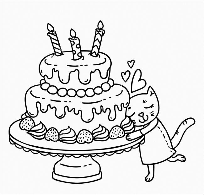 Koleksi gambar mewarnai kue ulang tahun yang indah