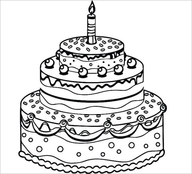 Collection of beautiful birthday cake coloring pictures