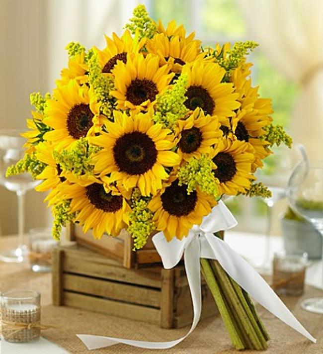 Gambar buket pernikahan bunga matahari yang indah
