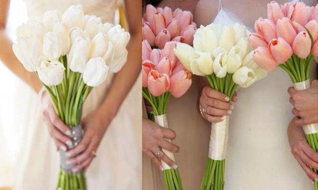Buket pernikahan tulip yang indah 