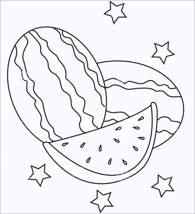 Collection of watermelon coloring pictures for babies to practice coloring