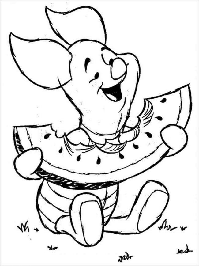 Collection of watermelon coloring pictures for babies to practice coloring