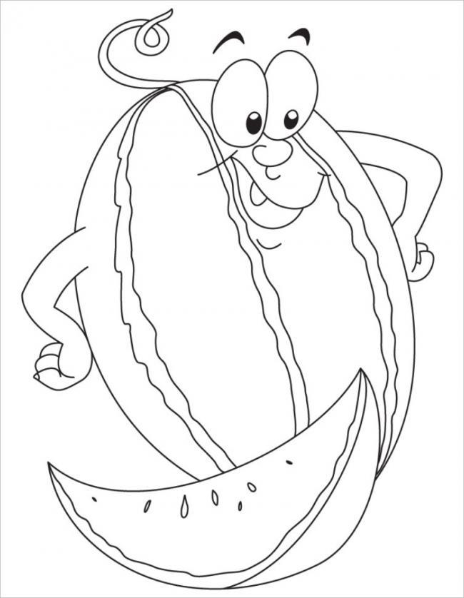 Collection of watermelon coloring pictures for babies to practice coloring