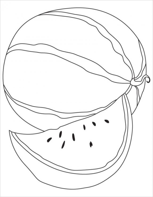 Collection of watermelon coloring pictures for babies to practice coloring