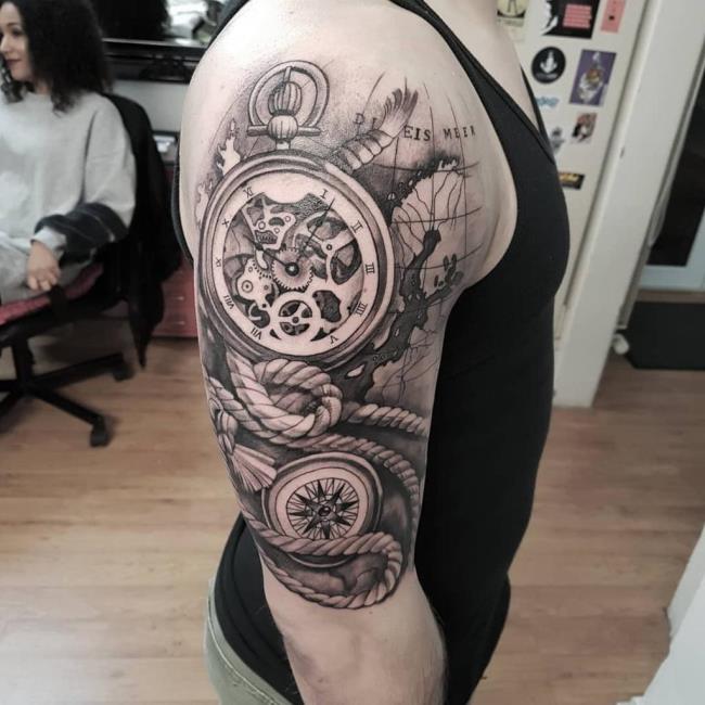 Zusammenfassung der aussagekräftigen Kompass-Tattoo-Muster