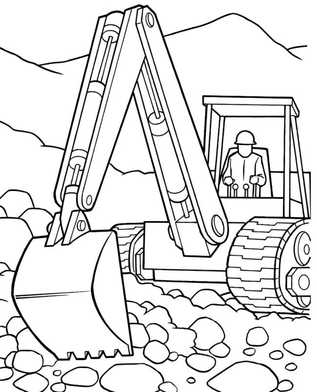 Koleksi gambar mewarnai excavator terbaik untuk anak-anak