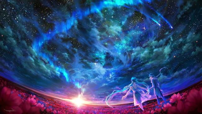 Sintesis galaksi anime landskap yang paling indah