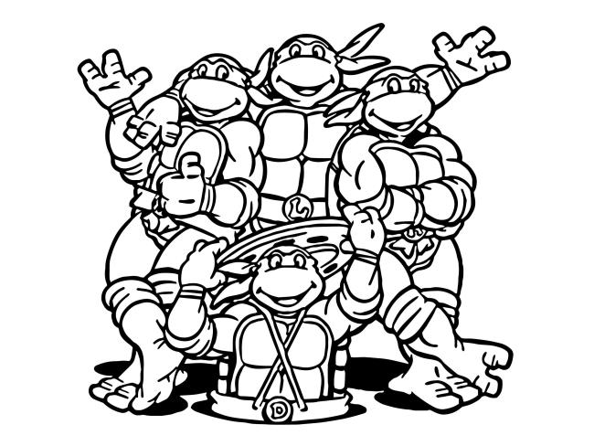 Colección de super lindas imágenes de tortugas Ninja para colorear para niños