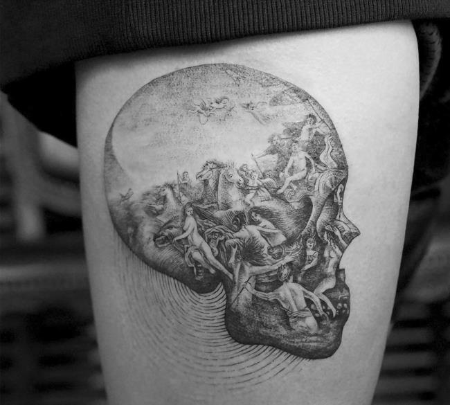 Sammlung von super coolen Schädel Tattoo Vorlagen für junge Leute