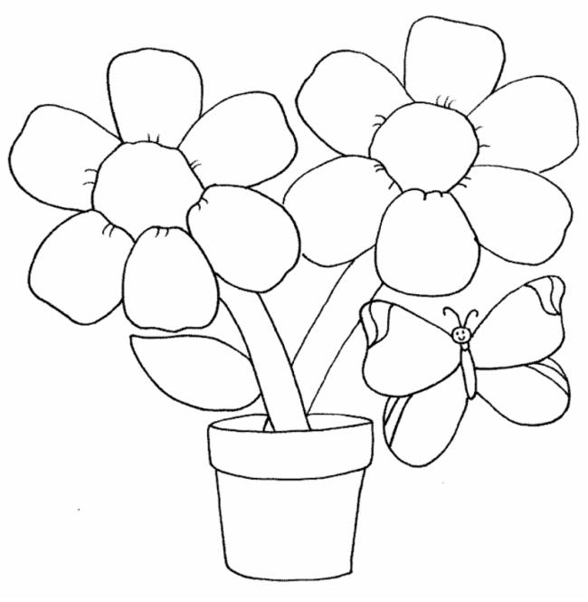 Collection of 4-year-old coloring pictures with flowers