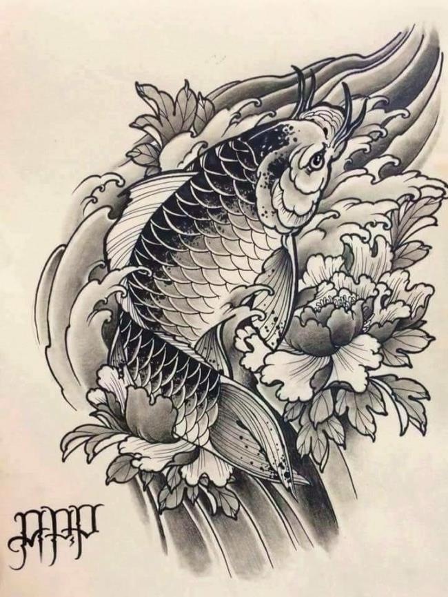 最美麗的鯉魚紋身圖案的集合
