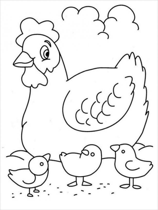 Ringkasan gambar mewarnai ayam yang indah untuk bayi