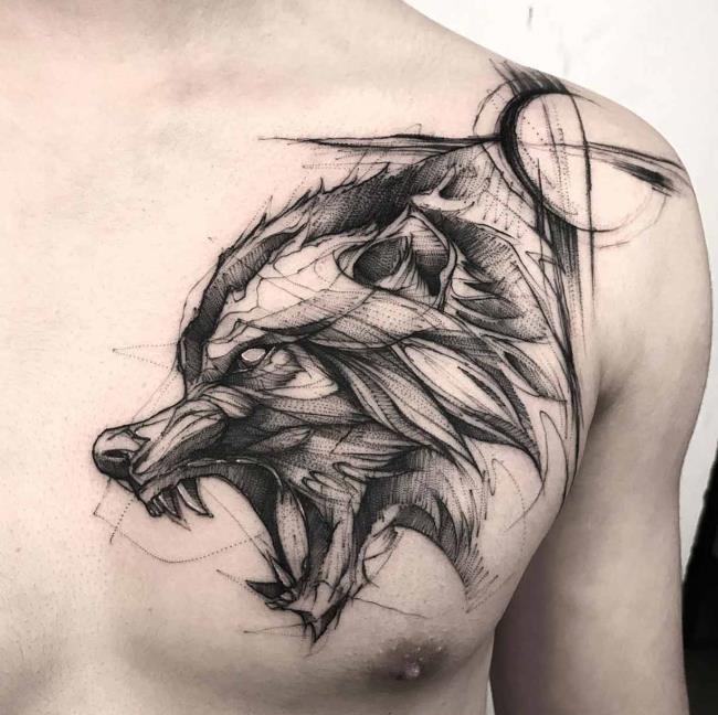Colecție de modele atractive și misterioase de tatuaje de lup
