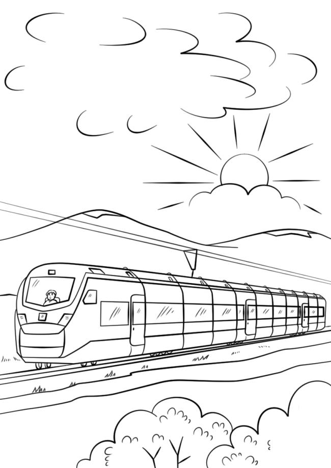 Collection of beautiful train coloring pictures