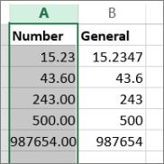 Memformat angka di Excel Online