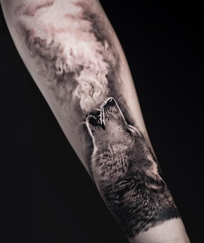 Coleção de padrões de tatuagem de lobo atraente e misteriosa