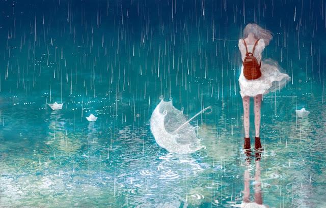 Sammlung von schönen Bildern der traurigen Liebe im Regen