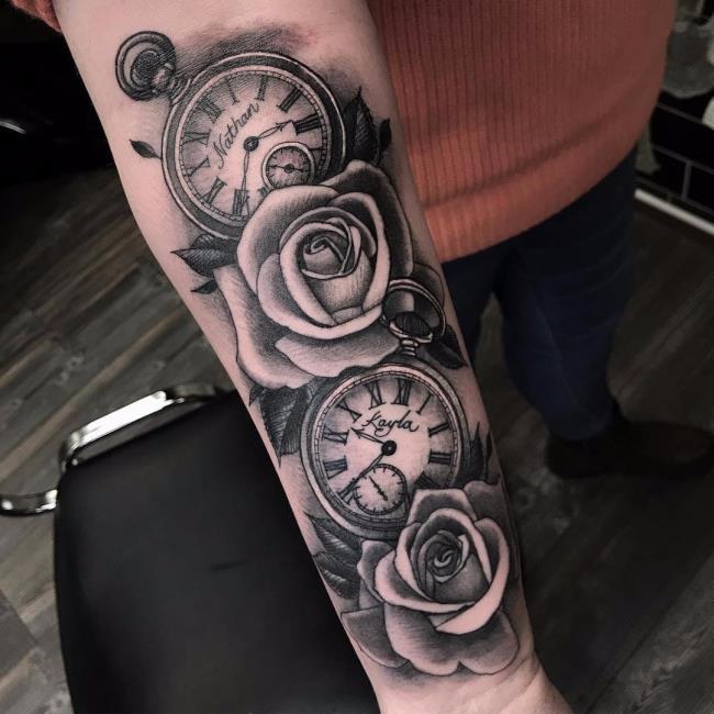 Sugestie de peste 50 de modele de tatuaje de trandafiri și ceasuri extrem de sexy