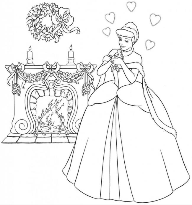 Collection of beautiful Cinderella princess coloring pages