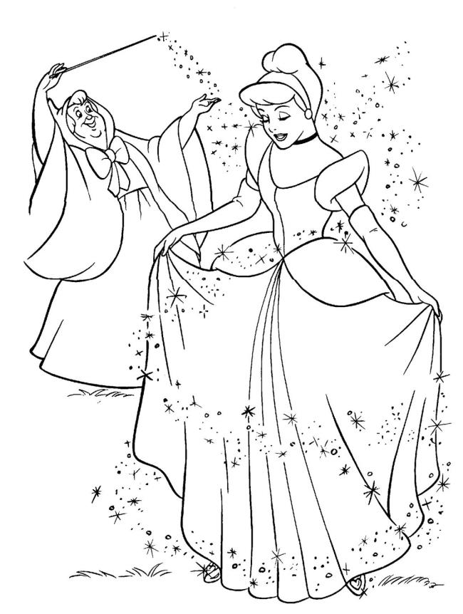 Collection of beautiful Cinderella princess coloring pages