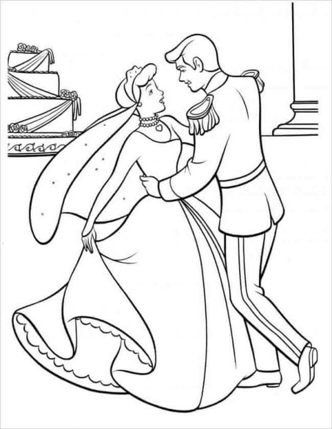 Collection of beautiful Cinderella princess coloring pages