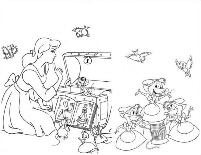 Collection of beautiful Cinderella princess coloring pages