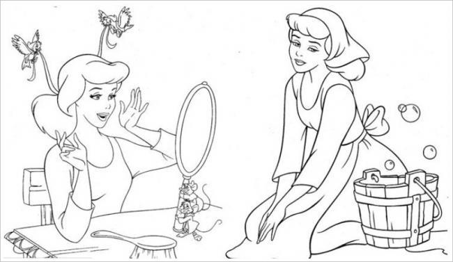 Collection of beautiful Cinderella princess coloring pages