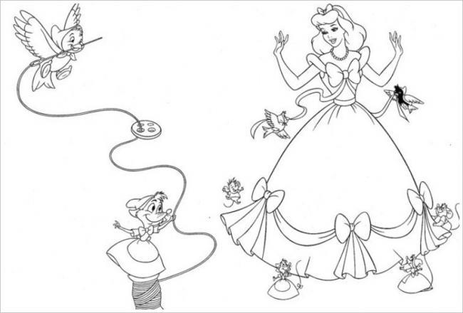 Collection of beautiful Cinderella princess coloring pages