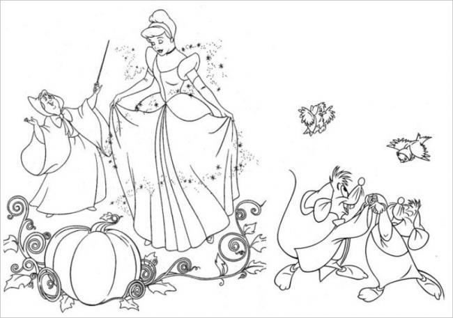 Collection of beautiful Cinderella princess coloring pages