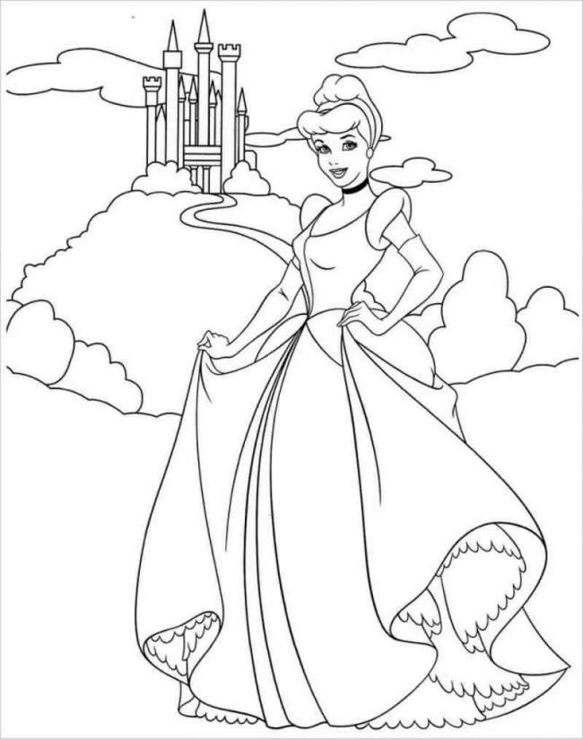 Koleksi halaman mewarnai puteri Cinderella yang cantik