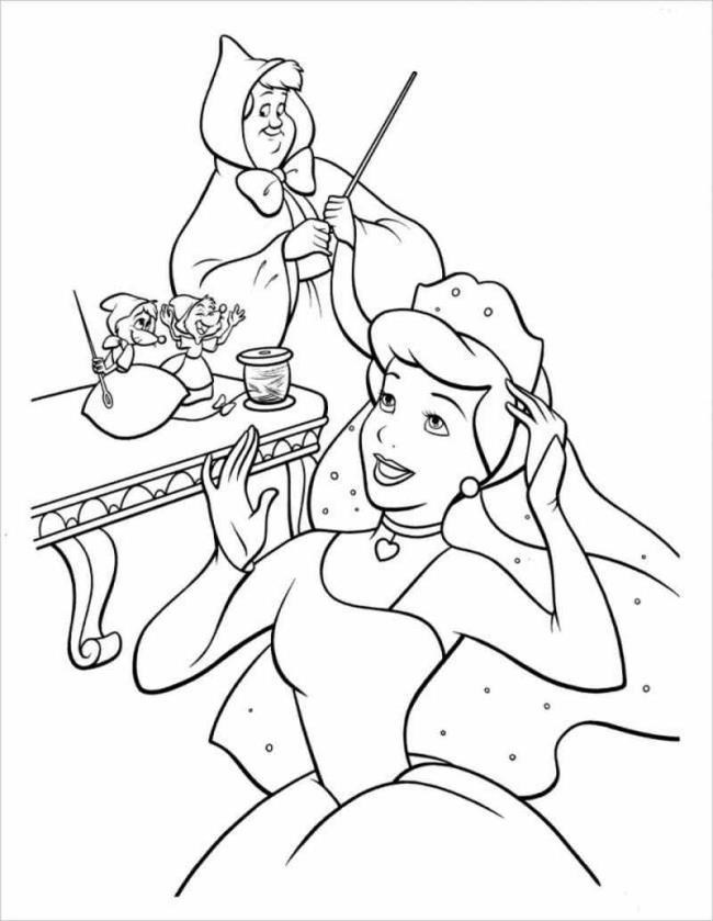 Desenhos de lindas princesas da Cinderela para colorir