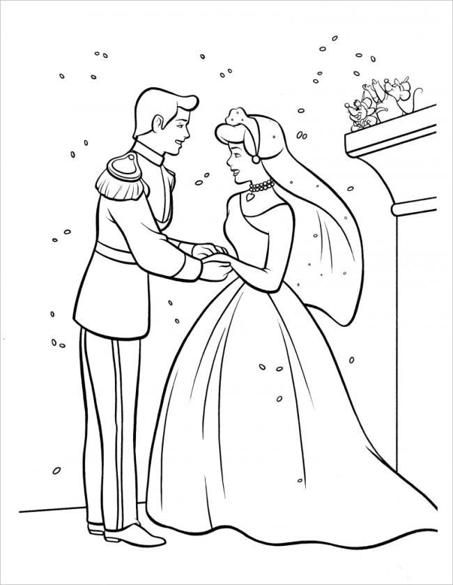 Collection of beautiful Cinderella princess coloring pages