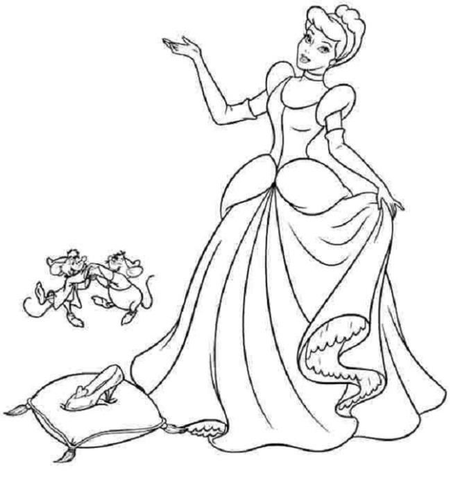Koleksi halaman mewarnai putri Cinderella yang indah