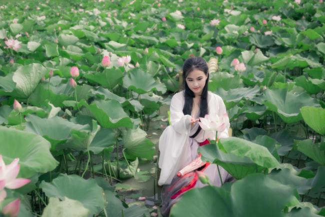 Verzameling van afbeeldingen van meisjes die de mooiste lotusdouche nemen