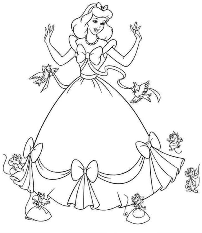 Desenhos de lindas princesas da Cinderela para colorir