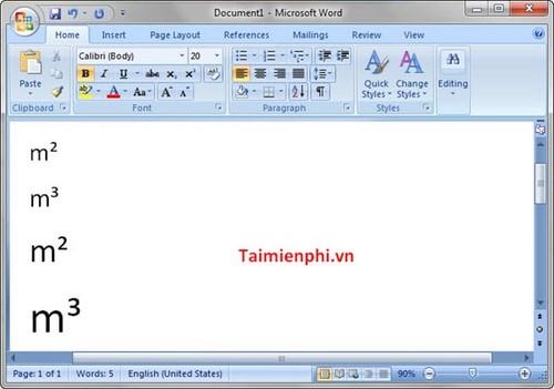 Guide type m2 m3 in word, excel, powerpoint