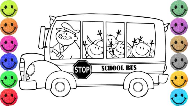 Collection of the most beautiful pictures of bus coloring for kids