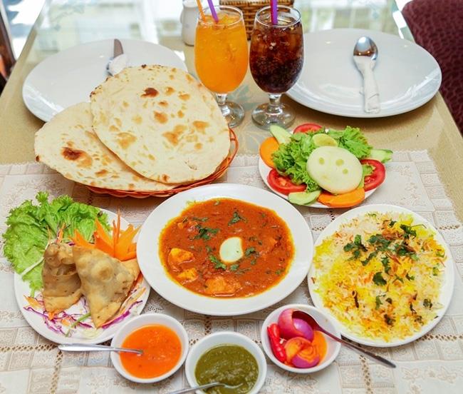 Traditional Indian food set.